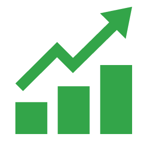 Bar graph with arrow going up