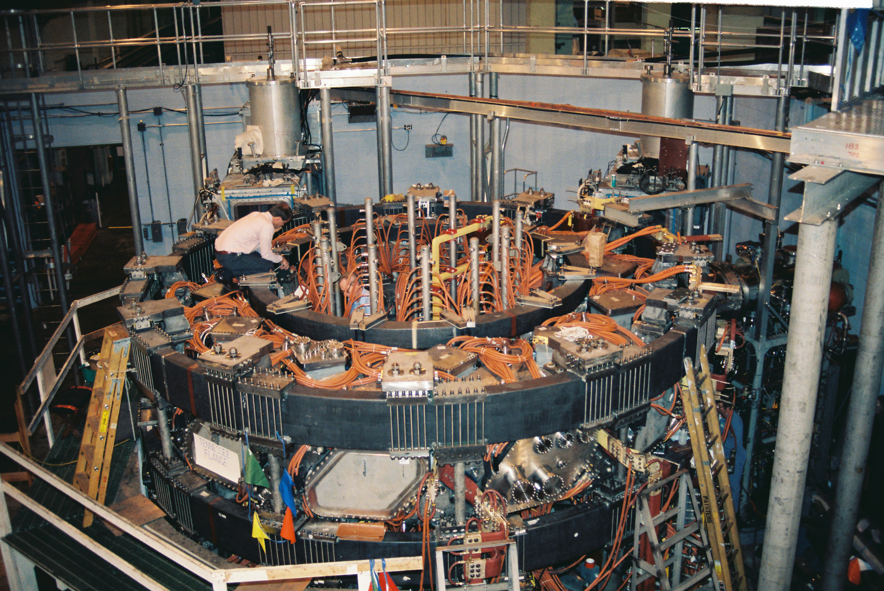 The ATF with all of its wiring and electrics around the vacuum vessel