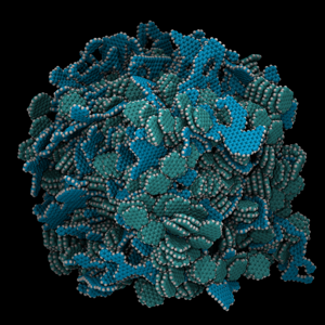  amorphous carbon (blue), crystalline carbon (green), and hydrogen (white.) 