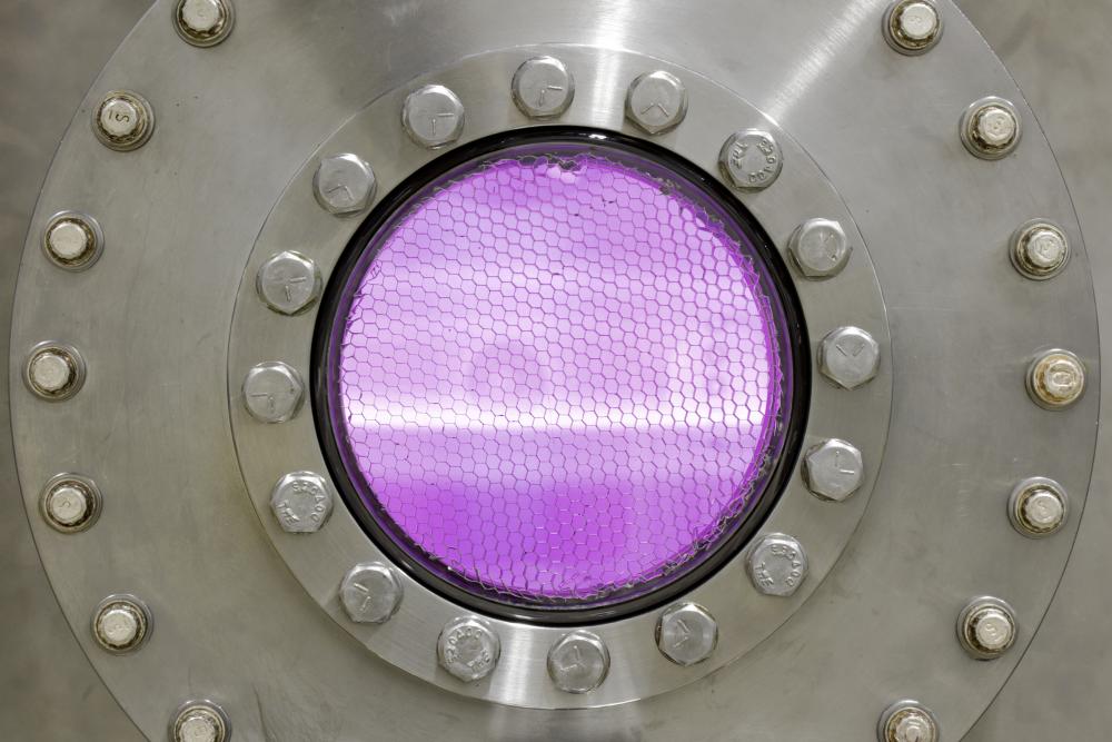 Plasma viewed through a port in the proto-MPEX facility. Image credit: Jason Richards, ORNL