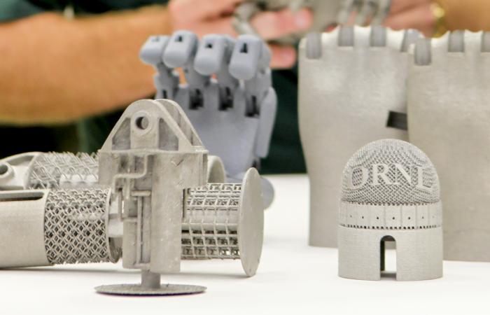 R&D can accelerate the transformation of 3D-printed prototypes like these into commercial products. When industry asked for the capability to 3D print Inconel 718, a nickel-based superalloy for aerospace and energy applications that remains strong at high temperatures, MDF researchers developed the technology and have since printed with Inconel 738 and Mar M 247—even more advanced superalloys. Credit: Oak Ridge National Laboratory, U.S. Dept. of Energy; photographer Jason Richards