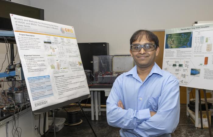 Suman Debnath is using simulation algorithms to accelerate understanding of the modern power grid and enhance its reliability and resilience. Credit: Carlos Jones/ORNL, U.S. Dept. of Energy