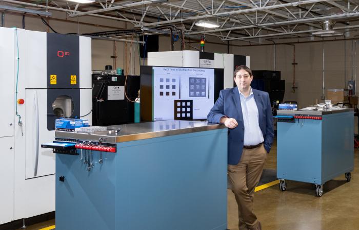 Mike Kirka, ORNL materials scientist, led a team that produced an additively manufactured and machined blade for a high-temperature, land-based industrial gas turbine engine, which was successfully demonstrated, withstanding extreme temperatures at full capacity. Credit: ORNL/U.S. Dept. of Energy