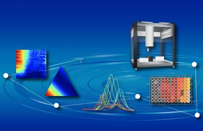 Researchers at ORNL and the University of Tennessee developed an automated workflow that combines chemical robotics and machine learning to speed the search for stable perovskites. Credit: Jaimee Janiga/ORNL, U.S. Dept of Energy