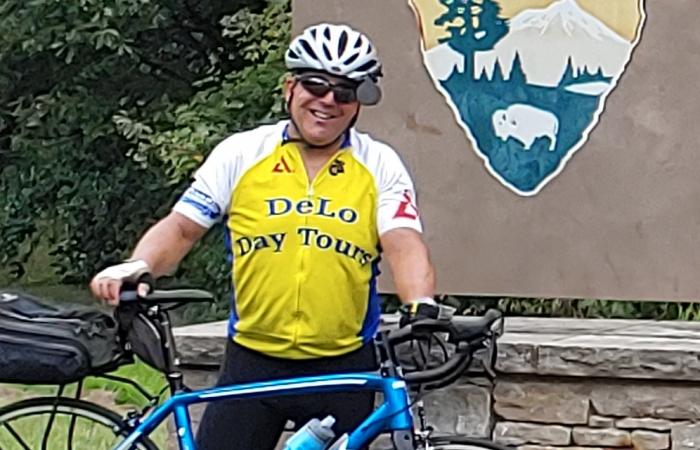 Brian Damiano with his bike at Great Smoky Mountains National Park