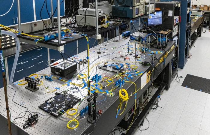 Quantum equipment in the Alice laboratory, where the photon source and the first node in the team's network are stored. Credit: Carlos Jones/ORNL, U.S. Dept. of Energy