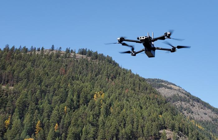 ORNL researchers are perfecting ways to use drones to check remote parts of the electric grid for dangerous electrical arcing that could start wildfires. Credit: ORNL, U.S. Dept. of Energy