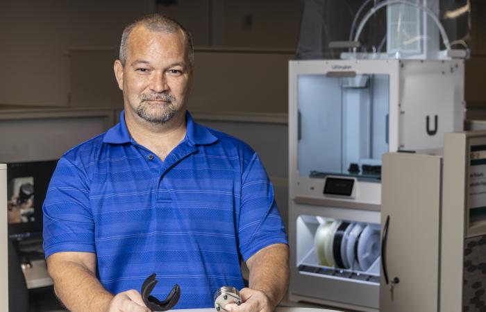 Mark Roberts with 3D printer