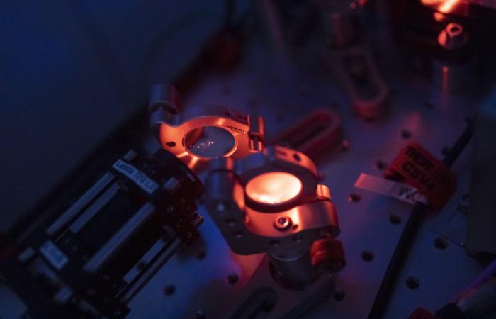 Quantum researchers at ORNL are investigating whether trapped ions can be used to encode qubits for quantum networking. Credit: ORNL/Carlos Jones