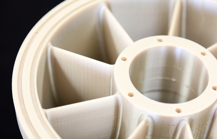 This newly manufactured fixed guide vane of a hydropower turbine system was additively created at the DOE Manufacturing Demonstration Facility at ORNL. Credit: Genevieve Martin/ORNL, U.S Dept. of Energy