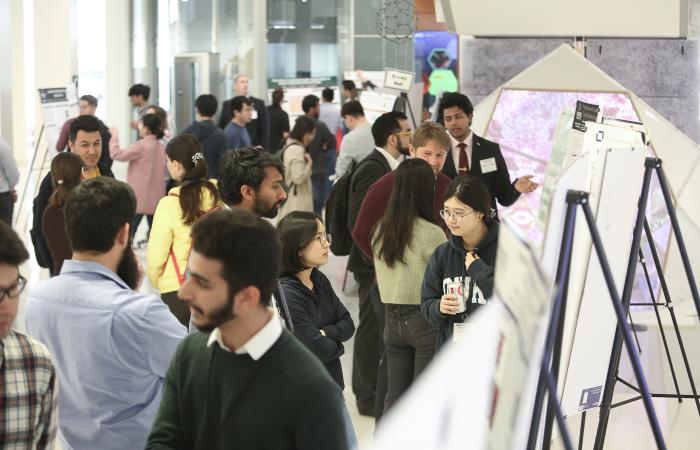 During this year’s poster session, QSC members presented projects related to ion-trap technologies, dark matter detectors and more. Credit: Dave Mason/Purdue University 