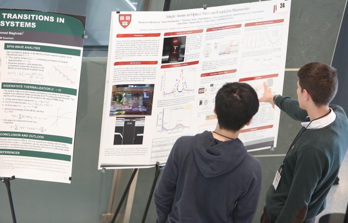 During this year’s poster session, QSC members presented projects related to ion-trap technologies, dark matter detectors and more. Credit: Dave Mason/Purdue University 