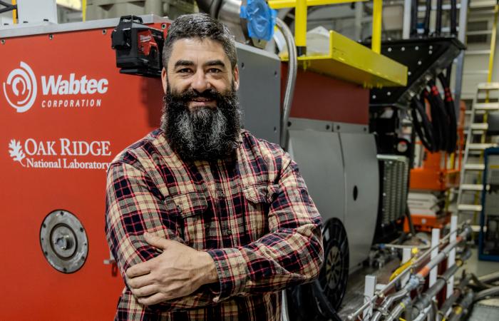 As a technical staff member, Eric Nafziger provides the expertise needed to install large marine and rail engines that run on alternative fuels such as hydrogen, ammonia and biofuels. Credit: Genevieve Martin/ORNL, U.S. Dept. of Energy