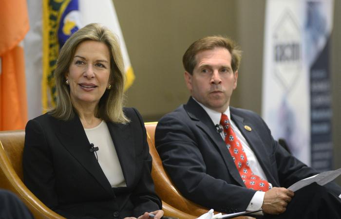 Deputy Secretary of Energy Elizabeth Sherwood-Randall and Congressman Chuck Fleischmann listen to speakers at the opening of the Southeast Regional Energy Innovation Workshop in Chattanooga on May 23.