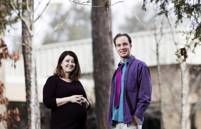 L-R: FRED database researchers Colleen Iversen, Shafer Powell.