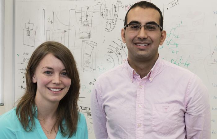 Doctoral student Rachel Seibert works with ORNL mentor Kurt Terrani as part of the lab’s Nuclear Engineering Science Laboratory Synthesis (NESLS) program. 
