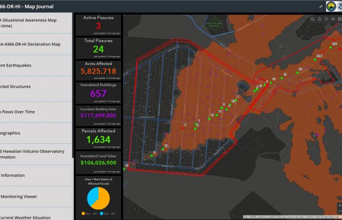 Researchers at Oak Ridge National Laboratory contributed buildings and structures datasets to the Federal Emergency Management Agency to support emergency response following major volcanic eruptions on the Island of Hawaii. 