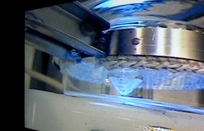 As part of the production process, an actinium-227 sample goes through a final step in the hot cell before being prepared for shipment.