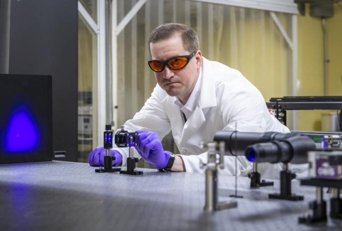 Researcher Heath Huckaby in a laboratory
