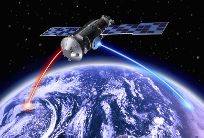 An Oak Ridge National Laboratory study used satellites to transmit light particles, or photons, as part of a more efficient, secure quantum network. Credit: ORNL, U.S. Dept. of Energy