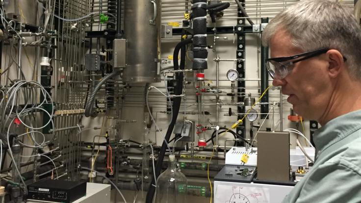 A pilot reactor, developed by Vertimass and located at TechnipFMC, can scale up the process that converts ethanol into fuels suitable for aviation, shipping and other heavy-duty applications. Credit: TechnipFMC.
