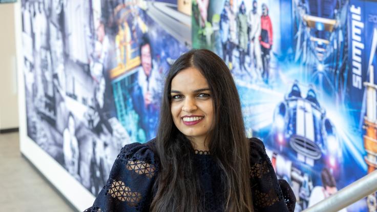 Deeksha Rastogi uses high-performance computing to understand the human impacts of climate change. Credit: Carlos Jones, ORNL/U.S. Dept. of Energy