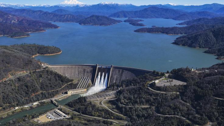 ORNL is studying how climate change may impact water availability for hydropower facilities such as the Shasta Dam and Lake in California. Credit: U.S. Bureau of Reclamation
