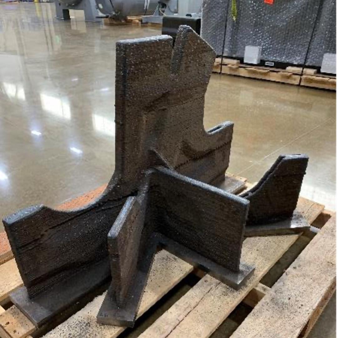 Oak Ridge National Laboratory researchers used big area additive manufacturing with metal to 3D print a steel component for a wind turbine, proving the technique as a viable alternative to conventional fabrication methods. Credit: ORNL, U.S. Dept. of Energy 