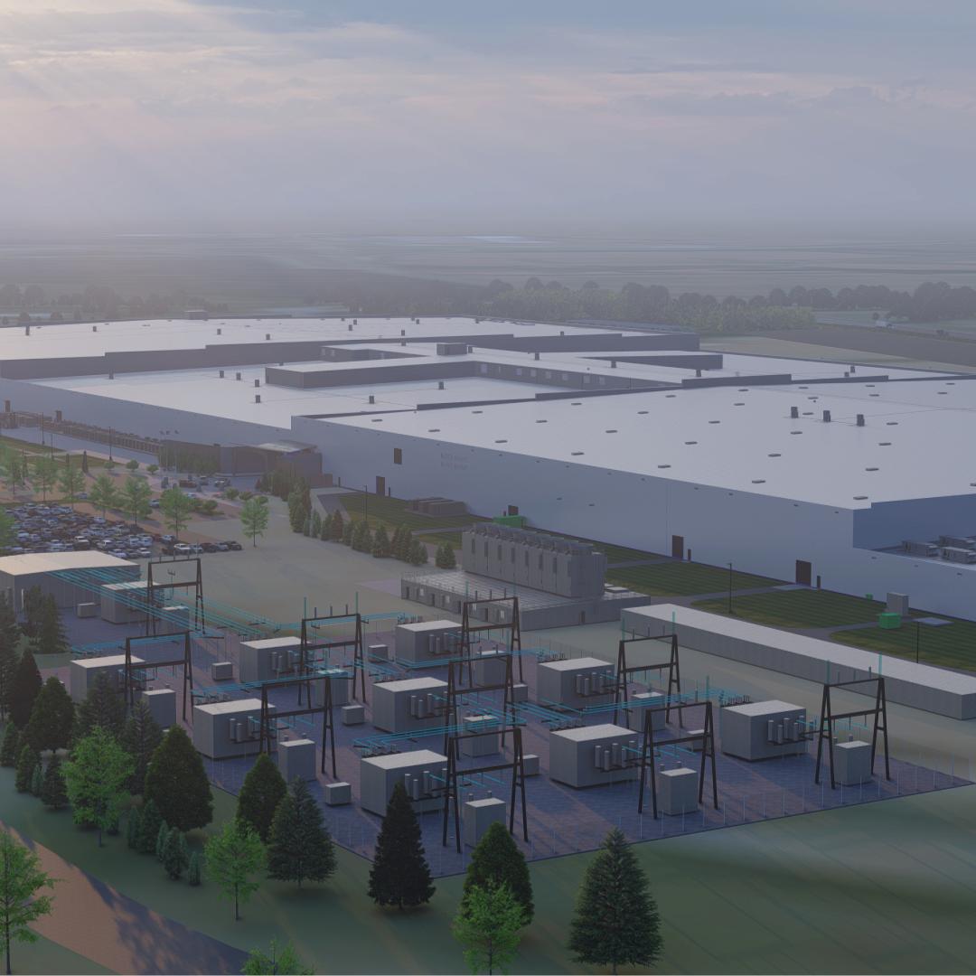 An artist's rendering of the Ultium Cells battery cell production facility to be built in Spring Hill, Tennessee, which will employ 1,300 people. Recognizing the unique expertise of their organizations, ORNL, TVA, and the Tennessee Department of Economic and Community Development have been working together for several years to bring startups developing battery technologies for EVs and established automotive firms to Tennessee. Credit: Ultium Cells