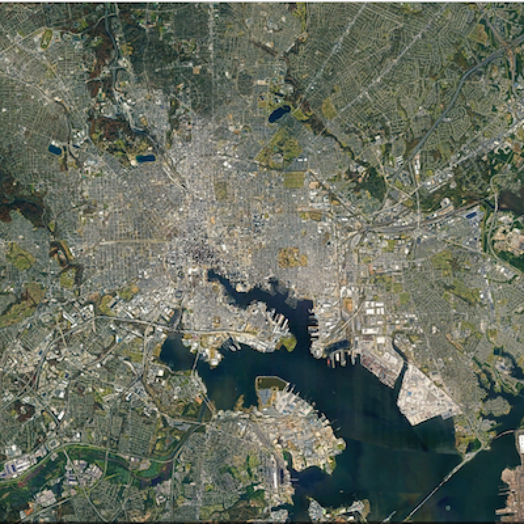 ORNL will use its land surface modeling tools to determine Baltimore’s climate risk and analyze green infrastructure improvements that can help mitigate impacts on underserved communities as part of a DOE Urban Integrated Field Laboratory project. Source: Google Earth, accessed Sept. 12, 2022