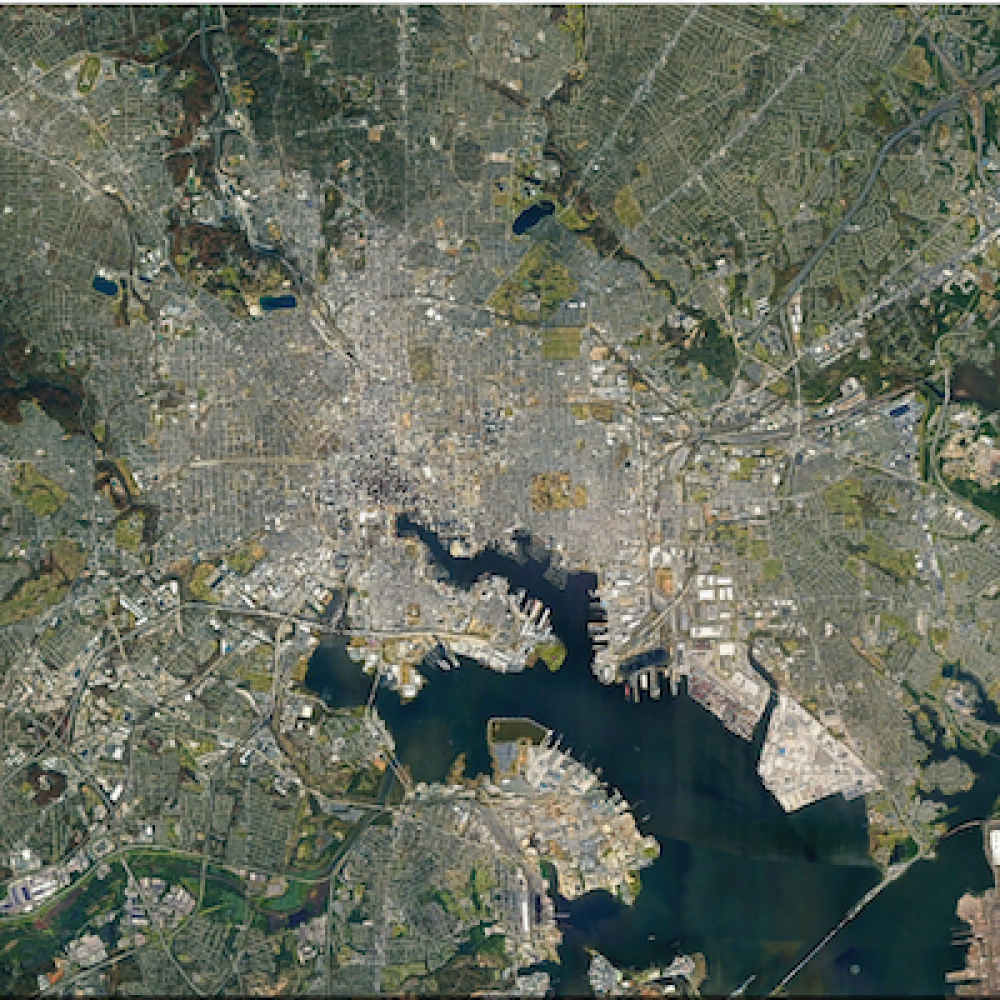 ORNL will use its land surface modeling tools to determine Baltimore’s climate risk and analyze green infrastructure improvements that can help mitigate impacts on underserved communities as part of a DOE Urban Integrated Field Laboratory project. Source: Google Earth, accessed Sept. 12, 2022