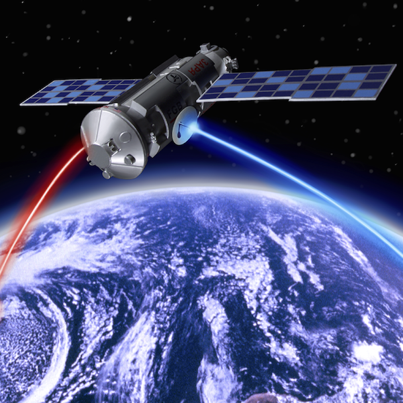 An Oak Ridge National Laboratory study used satellites to transmit light particles, or photons, as part of a more efficient, secure quantum network. Credit: ORNL, U.S. Dept. of Energy