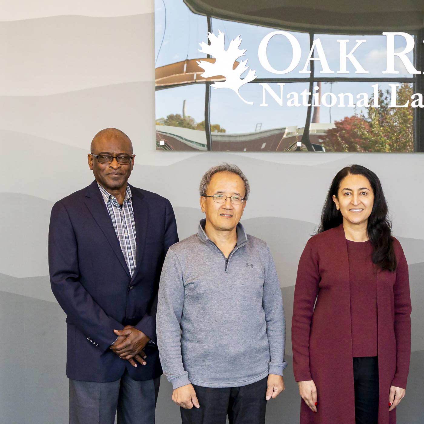 Ben Thomas poses with Dr. Richard Mu (Tennessee State University), Moody Altamimi (ORNL), Dr. Lin Li (Tennessee State University), and Ja’ Wanda Grant (ORNL) during a visit to ORNL to discuss education programs