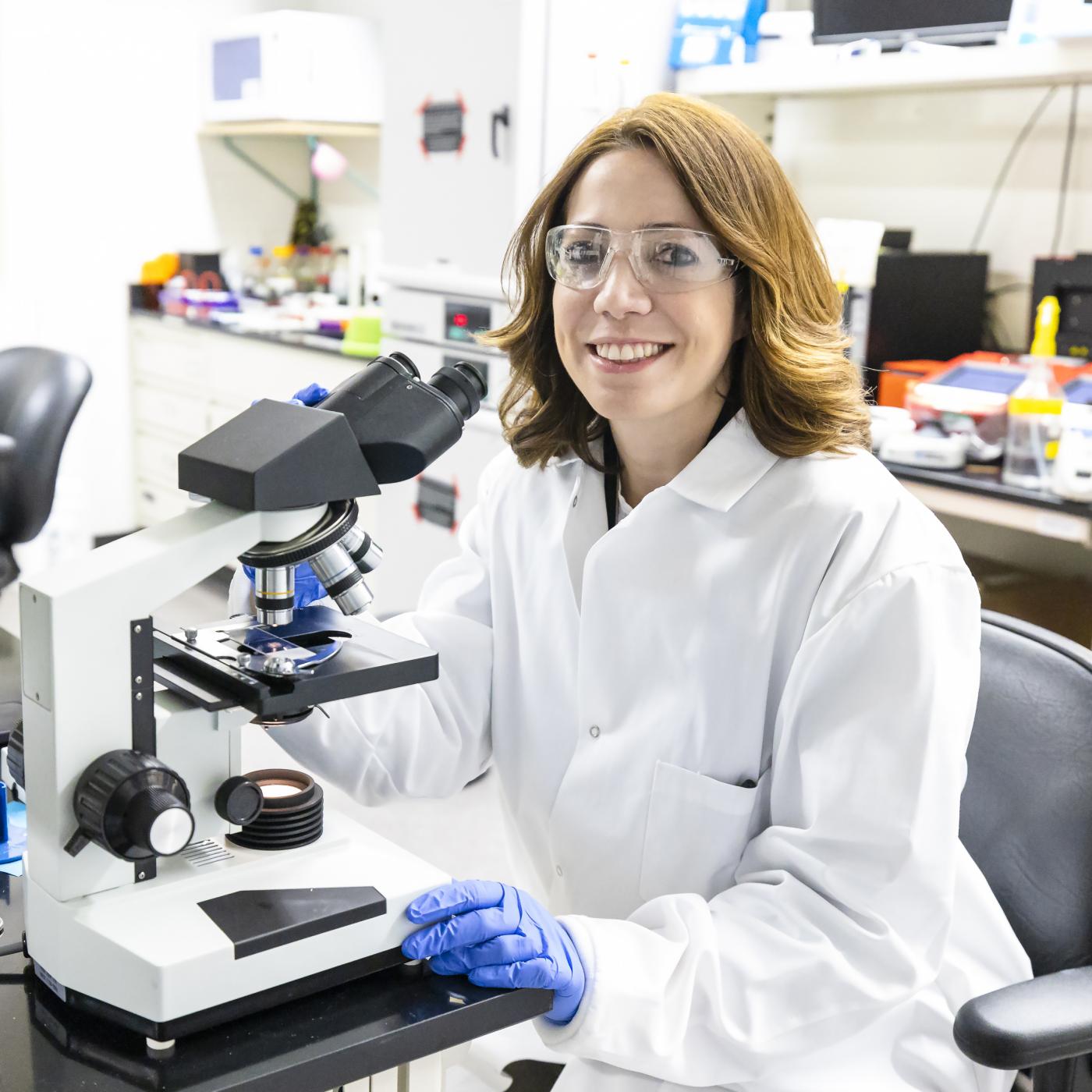 Fungal geneticist Joanna Tannous is gaining a better understanding of the genetic processes behind fungal life to both combat plant disease and encourage beneficial processes like soil carbon storage. Credit: Carlos Jones/ORNL, U.S. Dept. of Energy 