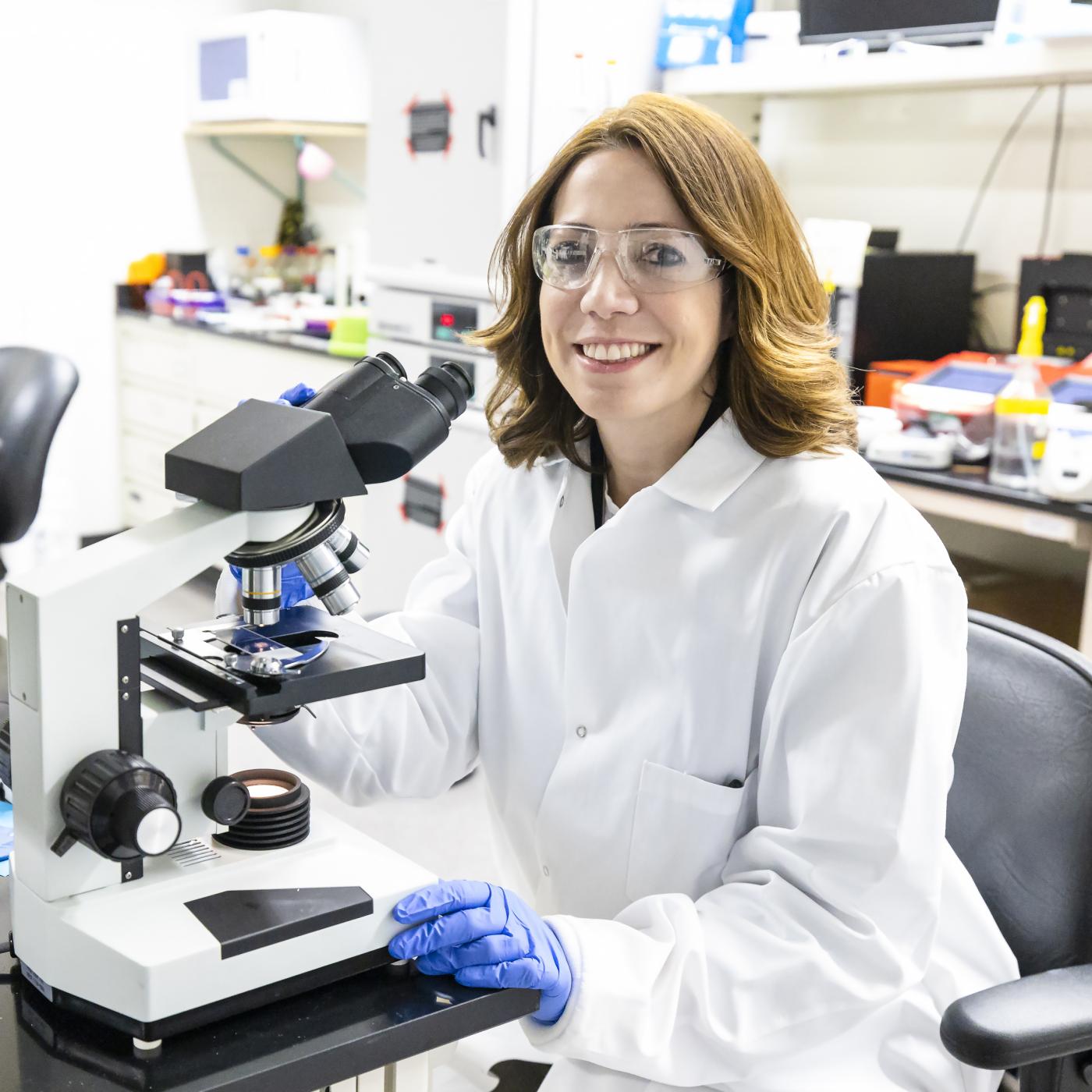 Fungal geneticist Joanna Tannous is gaining a better understanding of the genetic processes behind fungal life to both combat plant disease and encourage beneficial processes like soil carbon storage. Credit: Carlos Jones/ORNL, U.S. Dept. of Energy 