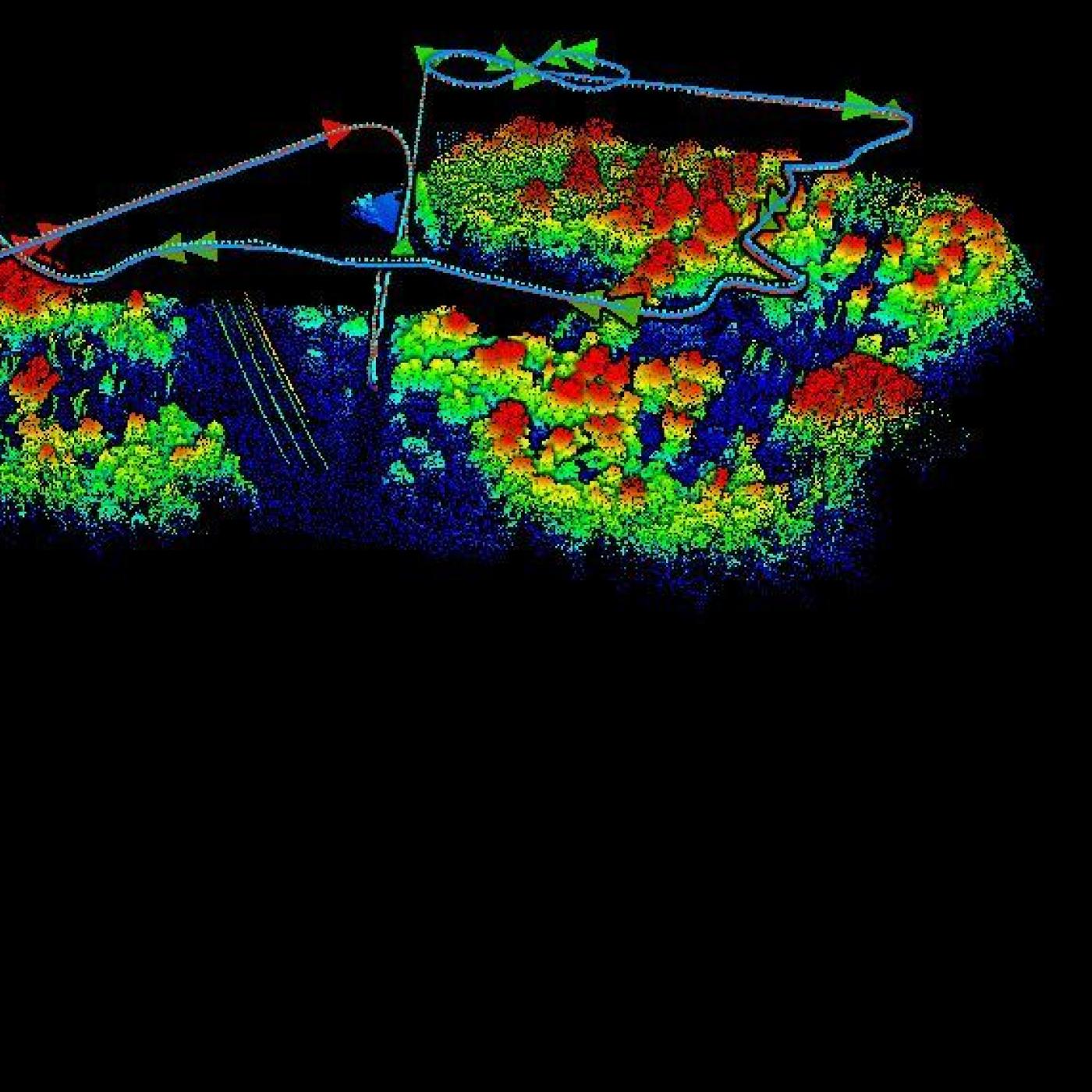A LiDAR survey of a local stream collected from one of ORNL’s drones. Credit: Andrew Duncan/ORNL, U.S. Dept. of Energy
