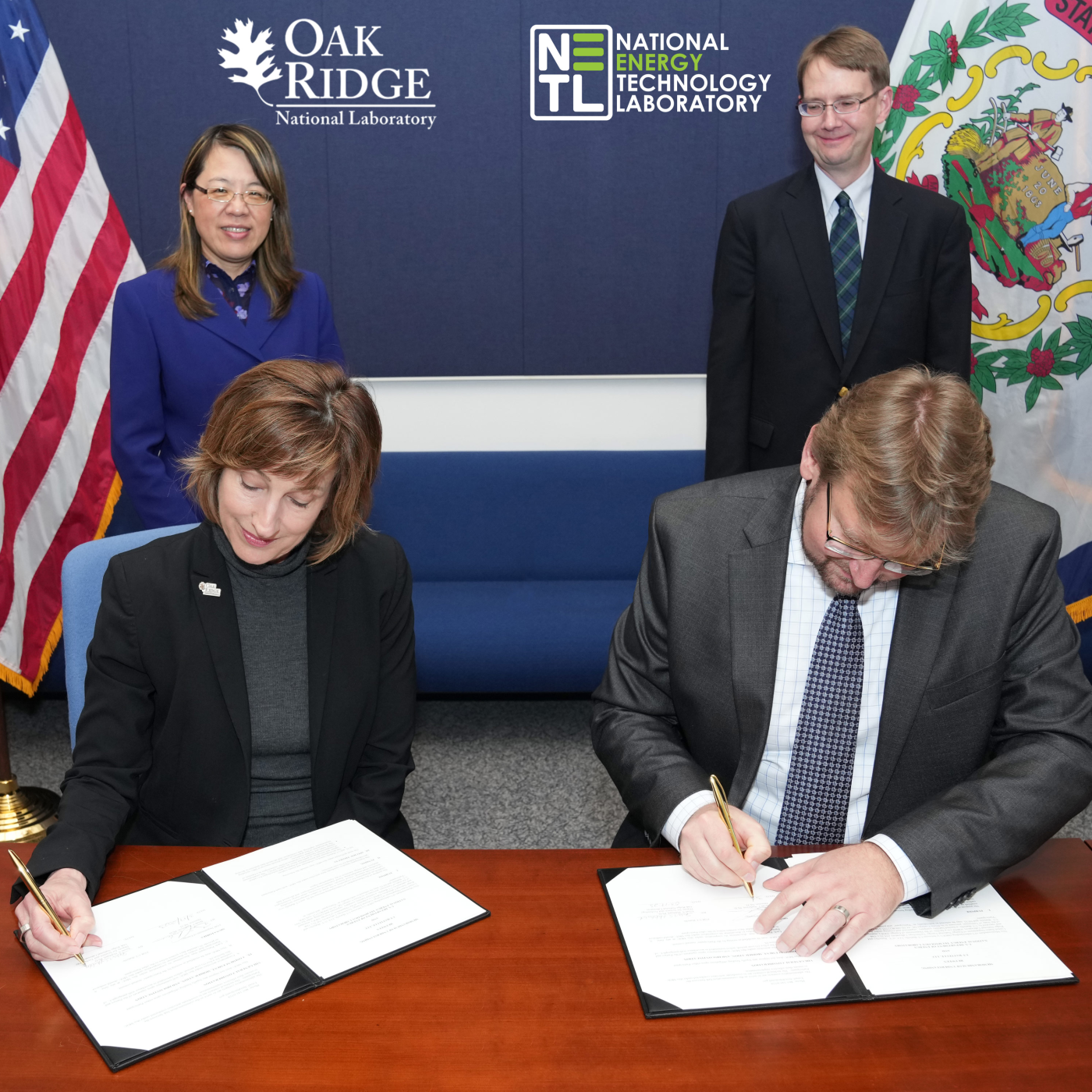  Leadership from Oak Ridge National Laboratory and the National Energy Technology Laboratory signed a memorandum of understanding to jointly explore carbon management strategies in the Appalachian region. Credit: NETL, U.S. Dept. of Energy