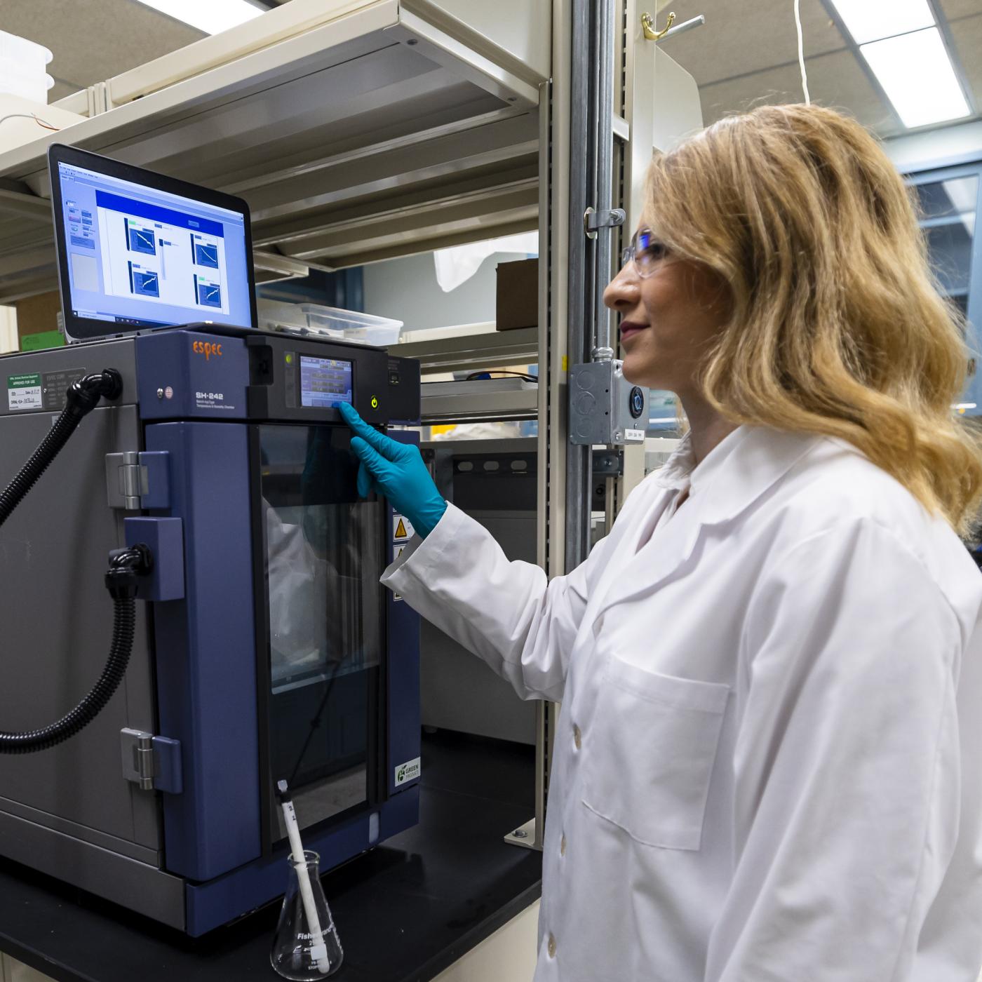 As a scientist at Oak Ridge National Laboratory, Tugba Turnaoglu is investigating new thermal energy storage materials and ways to incorporate them into cost-effective and energy-efficient heat pump designs. Credit: Carlos Jones/ORNL, U.S. Dept of Energy