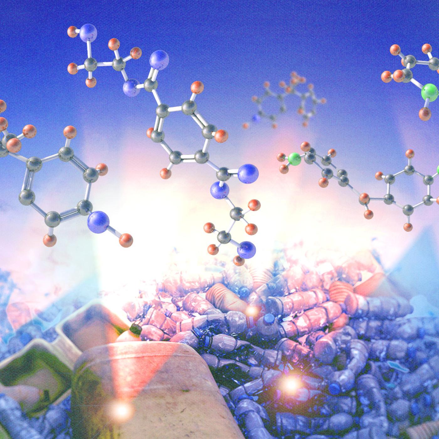 Valuable chemicals are selectively produced from mixed plastic waste by an ORNL-developed plastic deconstruction process. Credit: Tomonori Saito, Md Arifuzzaman and Adam Malin, ORNL/U.S. Dept. of Energy