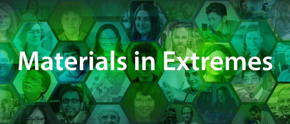 Materials in Extremes text over background graphic.
