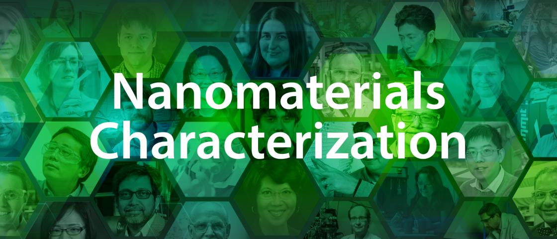 Nanomaterials Characterization text over background graphic.