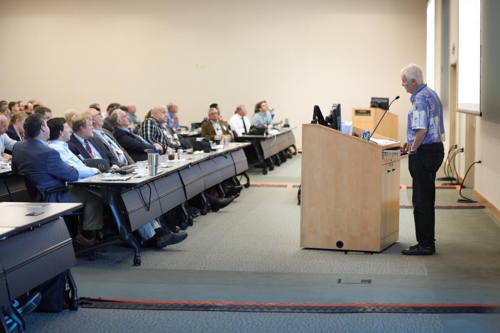 ORNL's Syd Ball talks to attendees of the 2018 Molten Salt Reactor Workshop about his experiences during the Molten Salt Reactor Experiment. 2018 MSR Workshop