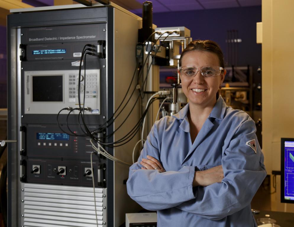 To develop complex materials with superior properties, Vera Bocharova uses diverse methods including broadband dielectric spectroscopy. Credit: Oak Ridge National Laboratory, U.S. Dept. of Energy; photographer Jason Richards