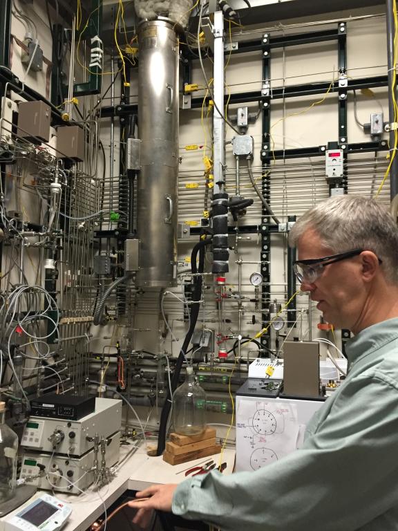 A pilot reactor, developed by Vertimass and located at TechnipFMC, can scale up the process that converts ethanol into fuels suitable for aviation, shipping and other heavy-duty applications. Credit: TechnipFMC.
