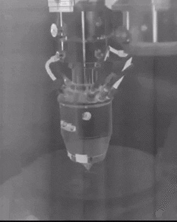 The Transformational Challenge Reactor Demonstration Program uses thermal imaging to actively monitor the direct deposition of stainless steel to 3D print a component. Credit: Oak Ridge National Laboratory, U.S. Dept. of Energy 