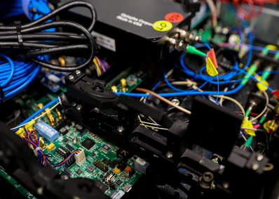 Before the demonstration, the researchers prepared their QKD equipment (pictured) at ORNL. Image credit: Genevieve Martin/Oak Ridge National Laboratory, U.S. Dept. of Energy Computational Sciences and Engineering Division CSED ORNL