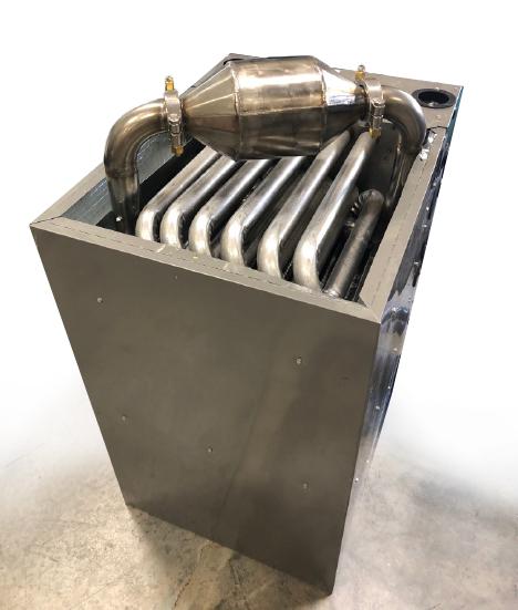 Oak Ridge National Laboratory researchers built a prototype natural gas furnace that uses acidic gas reduction technology to remove or trap potentially environmentally harmful emissions. Credit: ORNL, U.S. Dept. of Energy 