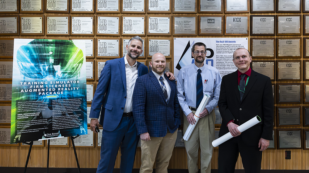 The invention team includes, from left, Michael Smith, Scott Greenwood, Douglas Peplow and Noel Nelson. Credit: Carlos Jones/ORNL, U.S. Dept. of Energy
