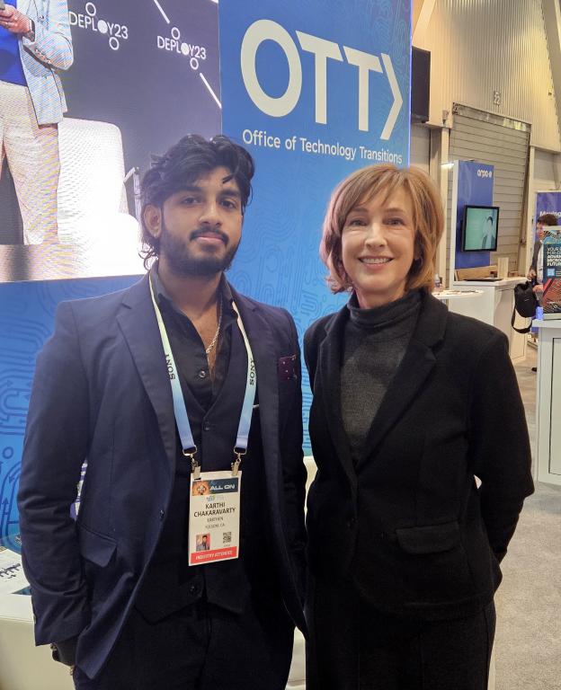 EarthEn’s Karthi Chakaravarty poses with ORNL’s Susan Hubbard in the DOE booth at CES 2024 in Las Vegas. EarthEn, a current company fellow in Innovation Crossroads, took home top honors in the Deep Tech Climate Innovations Challenge. Credit: Karen Dunlap/ORNL, U.S. Dept. of Energy