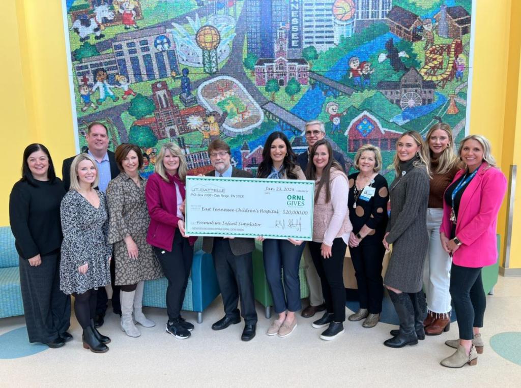 ORNL raised $20,000 to purchase an advanced robotic premature infant simulator to be used in East Tennessee Children’s Hospital simulation lab for education and training. Credit: East Tennessee Children’s Hospital 
